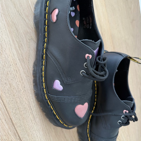 Dr. Martens Black Boots with Pink and Orange Heart Details - Picture 2 of 5